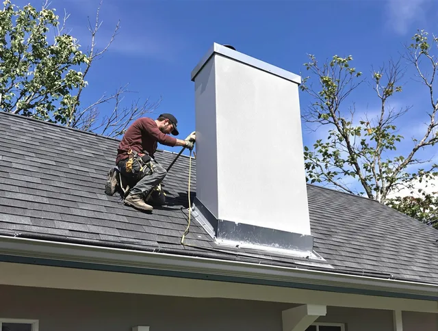 Belmont Chimney Sweep team member finishing chimney construction in Belmont, NC