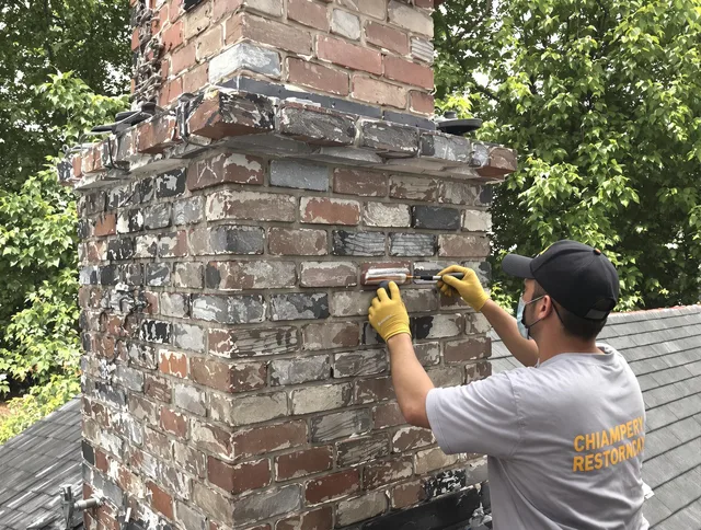 In-progress chimney restoration by Belmont Chimney Sweep in Belmont, NC