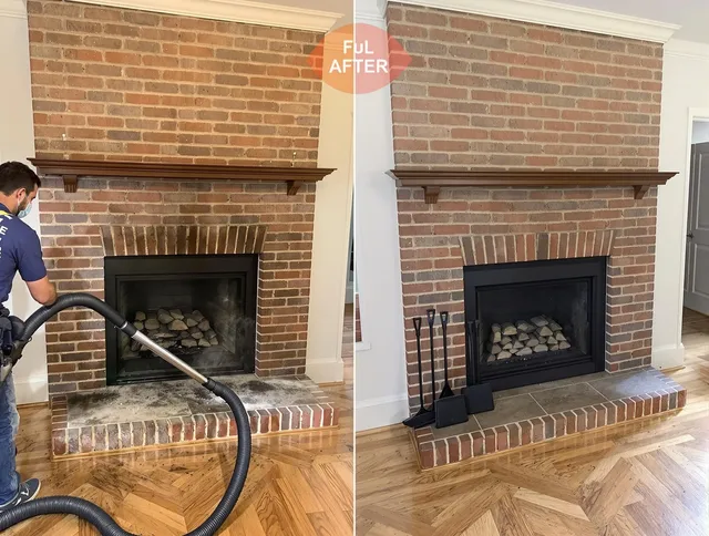 Belmont Chimney Sweep carefully sanitizing a fireplace in Belmont, NC