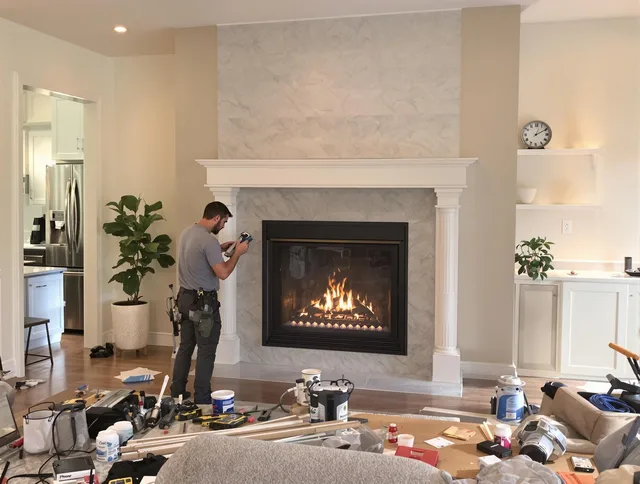 Newly installed fireplace by Belmont Chimney Sweep in Belmont, NC