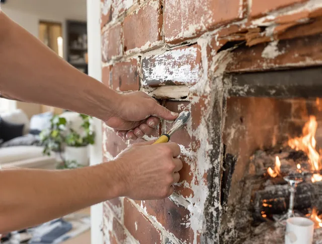 Routine fireplace repair by Belmont Chimney Sweep in Belmont, NC
